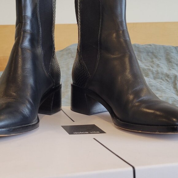 Women's Dolce Vita Black Leather Booties, Size 7, NWB - Picture 4 of 4